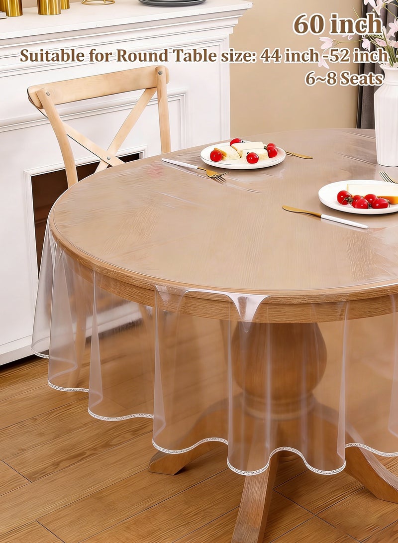 هيلو هاي مفرش طاولة شفاف، حامي طاولة شفاف، سمك 0.13 ملم، دائري الشكل， حصيرة مكتب شفافة، غطاء طاولة بلاستيكي، حامي طاولة شفاف من PVC، حصيرة مكتب غير قابلة للانزلاق، حامي طاولة لطاولة غرفة الطعام، المكتب - Image 5